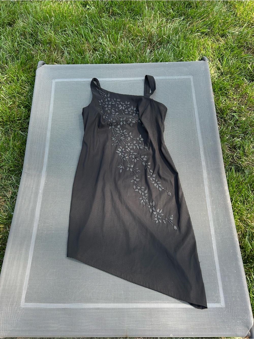 Vintage black cdc petites size 12 90s floral whimsy goth formal asymmetrical